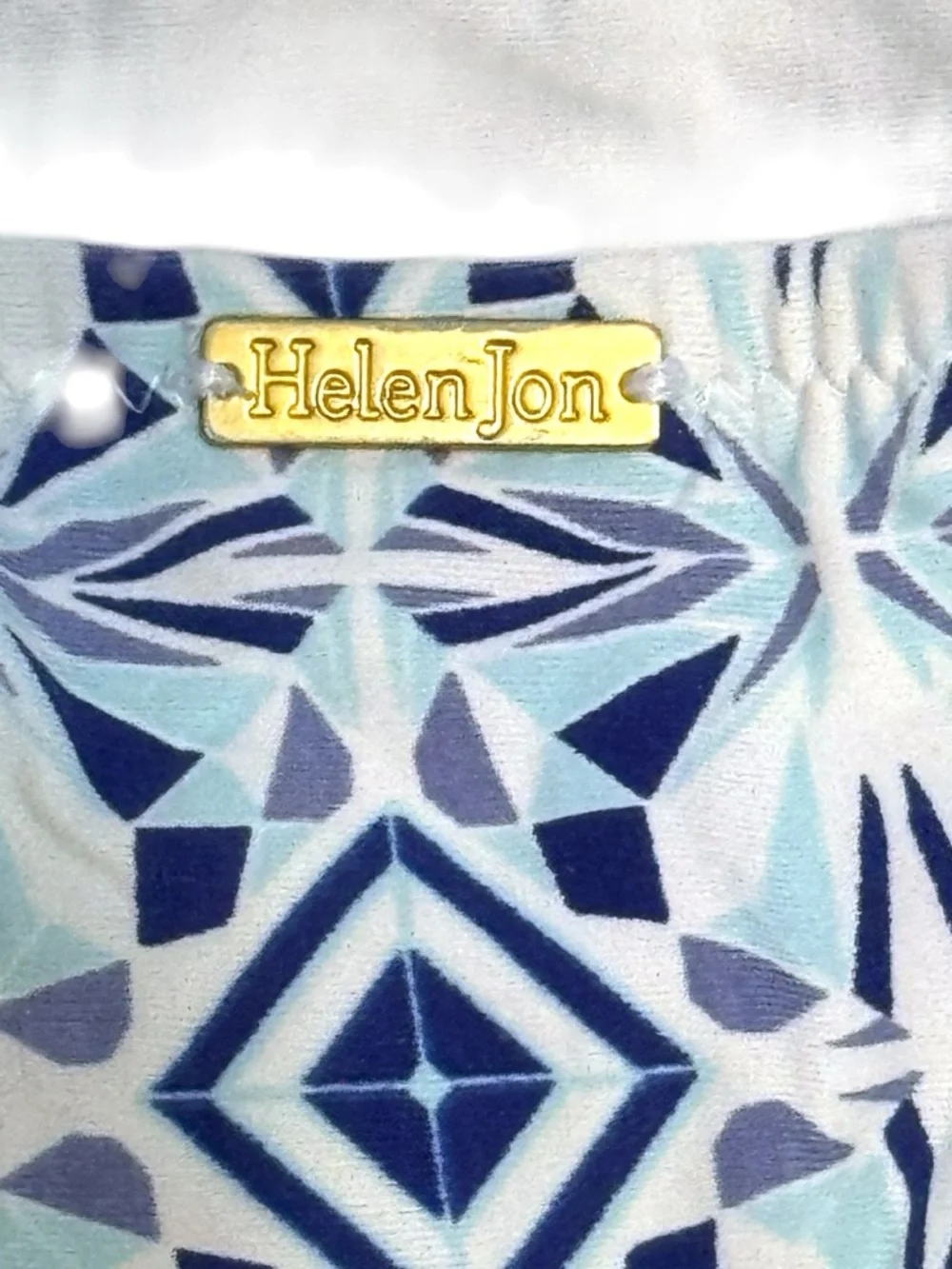 Helen Jon Swimsuit Blue Geo One-Piece Kaleidoscope Print Halter Strap Large